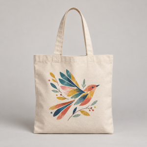 Local test product image: canvas tote bag with bird artwork
